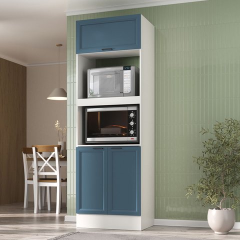 Paneleiro Torre Quente para Forno Planejado 70cm Soho CabeCasa MadeiraOriginals Branco/Azul