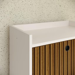 Aparador Buffet Retrô 2 Portas Alexa - Off White/ Ripado Nature - Lojas RPM - 3
