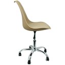 Ver imagem 4 de Kit 5 Cadeiras Leda Office Luisa Saarinen Estofada Base Giratória Cromada - Bege