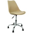 Ver imagem 2 de Kit 5 Cadeiras Leda Office Luisa Saarinen Estofada Base Giratória Cromada - Bege