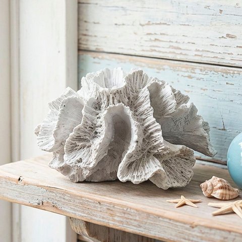Coral em Resina Decorativo Casa de Praia Oceano Mar 8x14cm