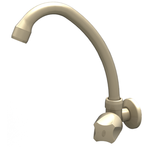 Torneira Cozinha de Parede Bica Alta Móvel Linha Búzios 1/2'' e 3/4'' Abs Cor Bege Durín