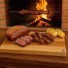 Tábua Teca de Carne 50x40cm Prancha Estação Abrir Massa Churrasco Madeira - 2