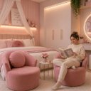 Ver imagem 3 de Poltrona Aura Anatomica com Almofada - Suede Rose