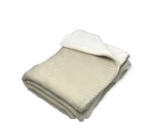 Manta de Tricot com Sherpa 150 x 125 cm Marfim Lynel - 1