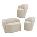 Ver imagem 1 de Kit 02 Poltronas e 01 Namoradeira Orgânica Mavi Bouclê Bege - Desk Design