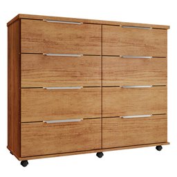 Cômoda para Quarto 8 Gavetas com Rodízios Athenas Cedro - Saga Decor - 1