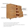 Cômoda para Quarto 8 Gavetas com Rodízios Athenas Cedro - Saga Decor - 3