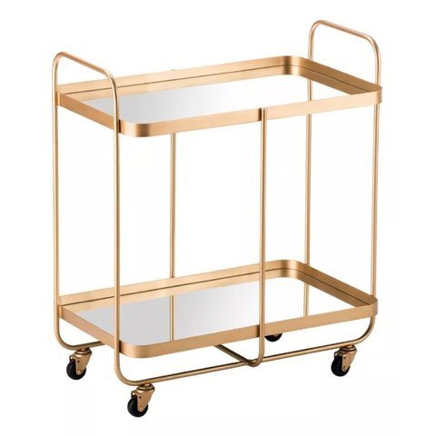 Carrinho Retangular Decorativo Bebidas Chá Bar Luxo em Metal