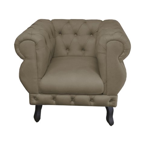 Poltrona Decorativa Maya Pés Luis XV Suede Capuccino - DS Estofados