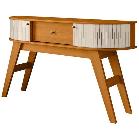 Aparador para Sala de Estar Orgânico 136cm Tamar M07 Cinamomo Off White - Lyam Decor
