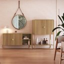 Ver imagem 7 de Balcão Bar 2 Portas 90cm Orgânico Pé Metal Luna Bege/Hanover/Dourado