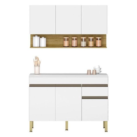 Cozinha Modulada Ambiente Line Composição 6 Supremo Freijó - Kits Paraná