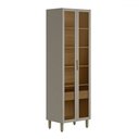 Ver imagem 1 de Cristaleira Allure 2 Portas 1 Gaveta com Vidro e Led 100% Mdf Jequitibá/gris Fosco - Linea Brasil