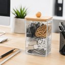 Ver imagem 3 de Porta Objetos Plástico com Tampa de Bambu Lyor 7x11,5cm My Box Organizador Casa Escritório