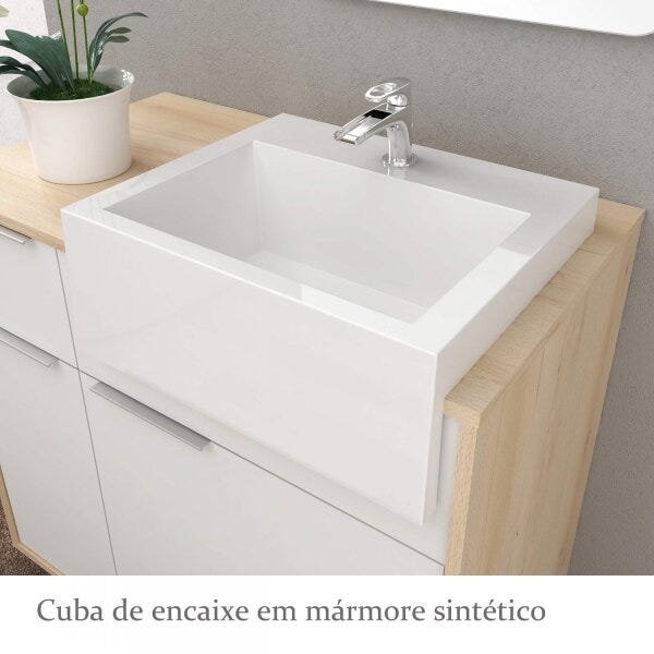 Gabinete para Banheiro Suspenso com Cuba 1 Porta 2 Gavetas Jazz Móveis Bosi - 6