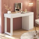 Ver imagem 1 de Escrivaninha Penteadeira Love com 1 Porta e Tampo de Vidro Branco Fosco