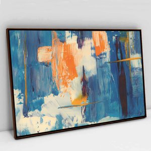 Quadro Decorativo em Canvas Abstrato Aquarelado TaColado Moldura Flutuante 4,5cm Madeira 120 x 80cm