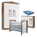 Ver imagem 1 de Quarto de Bebê New Selena 4 Portas com Cômoda Selena e Berço Mirelle Branco Acetinado Amadeirado e C