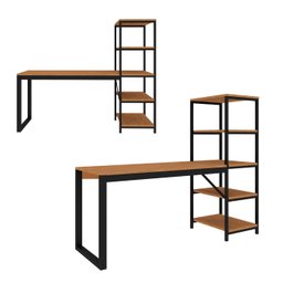 Mesa Innovare Escritório C/ Prateleira Industrial Mdp Canela - 1