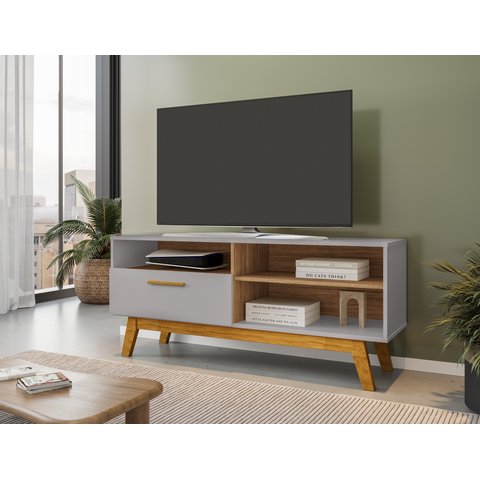 Rack Retrô para TV até 55 Polegadas 136cm Pés em Madeira Maciça Paládio