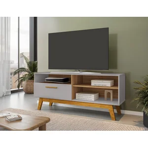 Rack para TV até 55 Polegadas Pés em Madeira Maciça Retrô Paládio