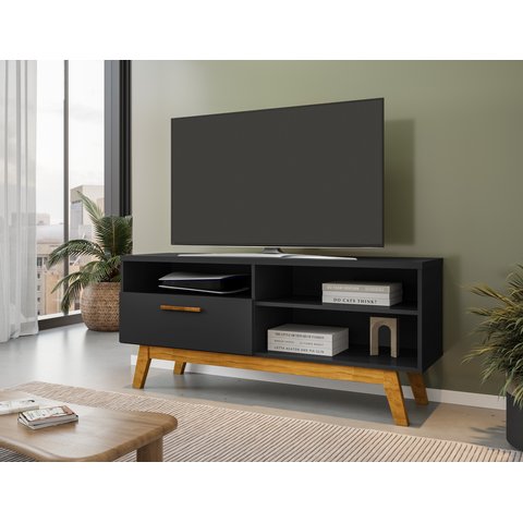 Rack para TV até 55 Polegadas Pés em Madeira Maciça Retrô Paládio