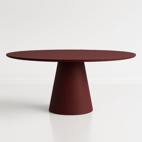 Mesa de Jantar Cone Oval 120x80 Cm Laca Vinho Marsala