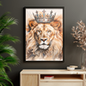 Quadro Desenho Leão com Coroa Moldura Preta e Vidro - 2