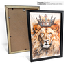 Quadro Desenho Leão com Coroa Moldura Preta e Vidro - 3