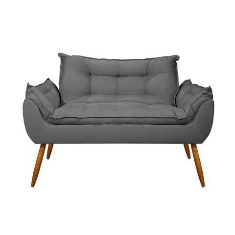 Sofá 2 Lugares Namoradeira Opala Decorativa Cinza:cinza
