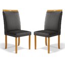 Ver imagem 1 de Kit com 2 Cadeiras Agnes Madeira Maciça Estofadas para Mesa de Jantar Courino Preto 503