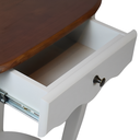 Ver imagem 3 de Mesa de Apoio Oval Clássica Decorativa de Madeira com Pés Luiz Xv - Branco Laca com Tampo Imbuia Gla