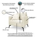 Ver mais imagens de Kit Poltrona e Sofá Living 2 Lugares 1,60m Sirius Linho Natural Pés Metálicos - Pallazio