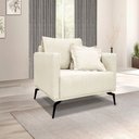 Ver imagem 3 de Kit Poltrona e Sofá Living 2 Lugares 1,60m Sirius Linho Natural Pés Metálicos - Pallazio