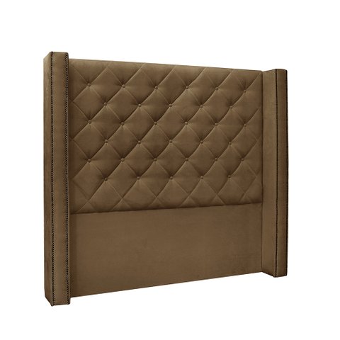 Cabeceira Cama Box Solteiro 90cm e Recamier Vicenza Suede Caramelo S04 - D'Rossi