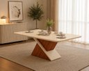 Ver imagem 1 de Mesa de Jantar Zafira Retangular com Vidro 200x100cm Freijó e Off White