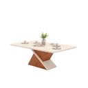 Ver imagem 2 de Mesa de Jantar Zafira Retangular com Vidro 200x100cm Freijó e Off White