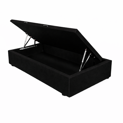 Base de Cama Box Baú Helena Solteiro 88 X 188 Cm Suede Preto Eli Móveis e Decoração