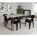 Ver imagem 1 de Mesa Jantar Retangular Manchester Branca Base Cobre 4 Cadeiras Diamond Sala - Branco/cobre