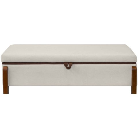 Baú Organizador Puff Bali 140 Cm Bouclé para Quarto e Sala:bege Claro