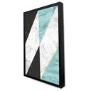 Ver imagem 1 de Quadro Decorativo Caixa Alta com Vidro Geométrico Escandinavo Triângulos TaColado Moldura Preta 40x6