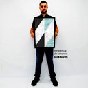 Ver imagem 2 de Quadro Decorativo Caixa Alta com Vidro Geométrico Escandinavo Triângulos TaColado Moldura Preta 40x6
