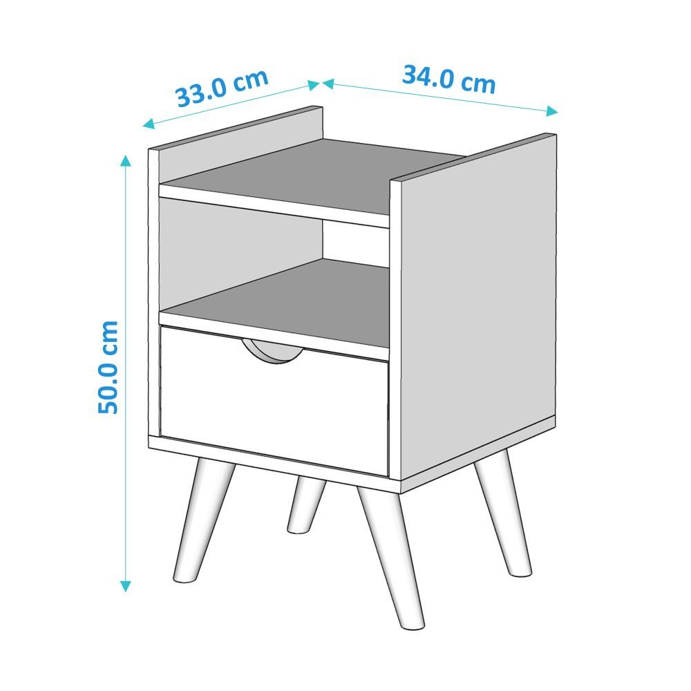 Kit Quarto King Cabeceira 1.95cm e 2 Mesas de Cabeceira Alice-jc Moveis:off Freijo/off White - 3