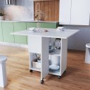 Ver imagem 1 de Mesa Com Tampo Dobrável e Rodízios 90cm Branco Lilies Móveis