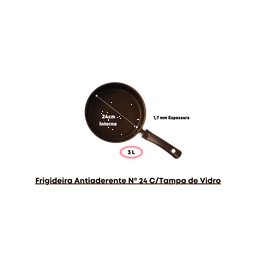 Frigideira Reta Nº 24 Antiaderente e Tampa de Vidro: A Revolução na Arte de Cozinhar! Rizzoflon Frig - 6