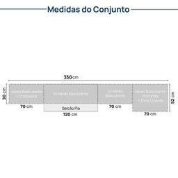Cozinha Modulada 10 Peças 7 Aéreos 1 Balcão 1 Torre 1 Cristaleira Nara CabeCasa MadeiraMadeira - 7