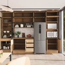 Ver imagem 6 de Cozinha Planejada 10 Peças 7 Aéreos 1 Balcão 1 Torre 1 Cristaleira Nara CabeCasa MadeiraOriginals Marrom/Avena