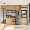 Ver imagem 3 de Cozinha Planejada 10 Peças 7 Aéreos 1 Balcão 1 Torre 1 Cristaleira Nara CabeCasa MadeiraOriginals Marrom/Avena