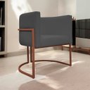 Ver imagem 2 de Poltrona Decorativa para Sala Recepção Luna Tecido Sintético Cores Base de Ferro Bronze